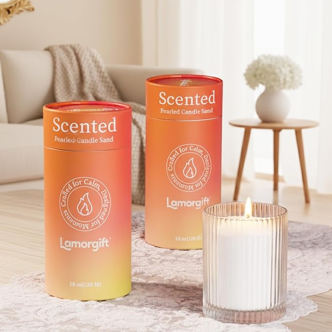 36oz Scented Candle Sand Wax, Citrus& Lavender- 2 Tubes Scented Pearled Candles - Image 7