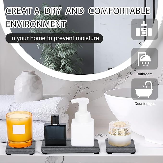 4PCS Stone Drying Trays for Bathroom Sink and Kitchen Counter, Water Absorbing - Image 7
