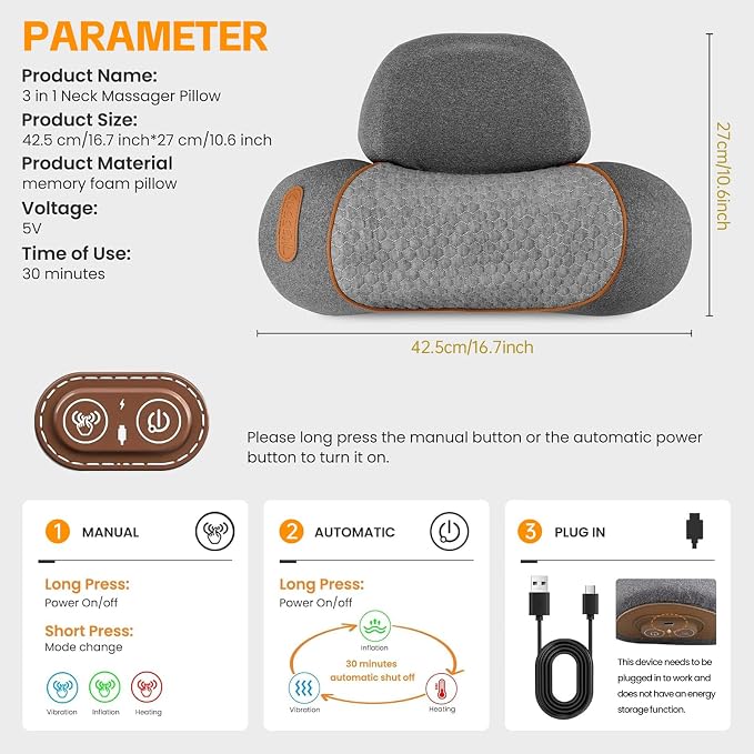 3-in-1 Neck Massager Pillow, Neck Massager - Image 9