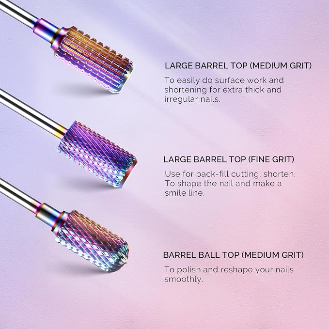 MelodySusie Nail Drill Bits Set, 3/32'' Professional Nail Bits - Image 4