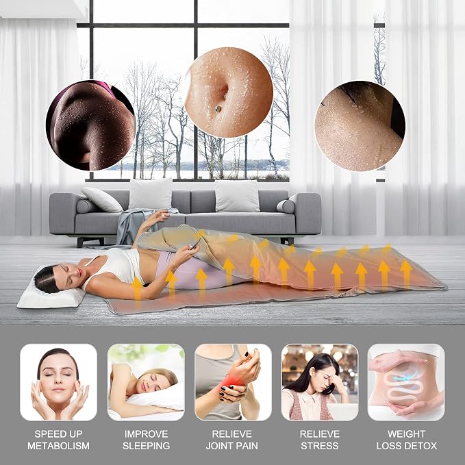 Sauna Blanket, Far Infrared Slimming Blanket Professional Therapy Sweat - Image 4