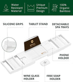 ROYAL CRAFT WOOD Premium Foldable Bathtub Tray Caddy - Image 2