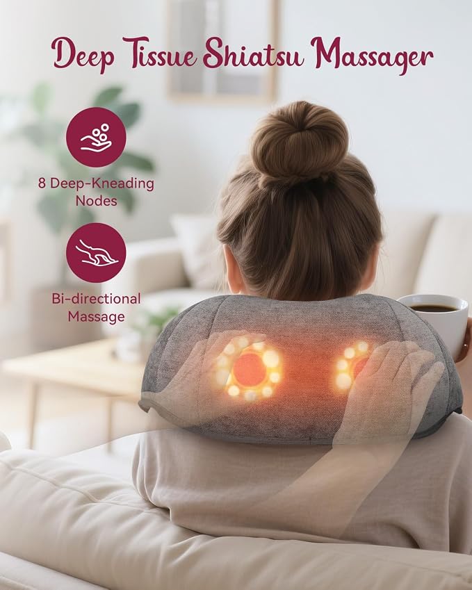 Cordless Neck Massager for Pain Relief Deep Tissue, Kneading Shiatsu Neck and - Image 2