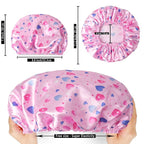 4 PCS Shower Cap for Women, Elastic and Reusable Bath Caps, Double Layers - Image 3
