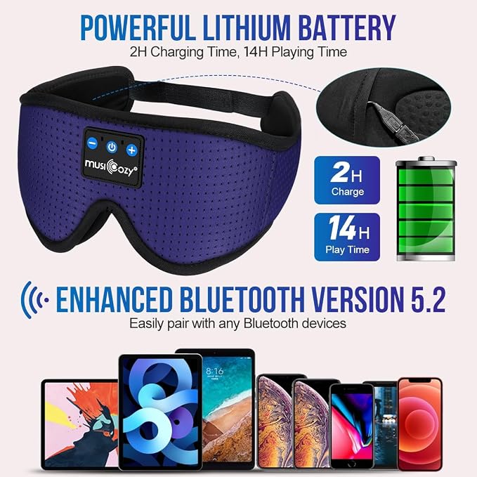 MUSICOZY Sleep Headphones Breathable Bluetooth Headband 3D Sleeping Headphones - Image 4
