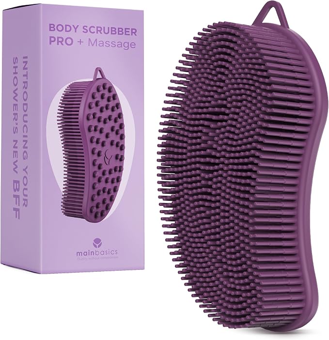 MainBasics Silicone Body Scrubber Dual-Sided Shower Loofah and Massaging Nodes by MainBasics