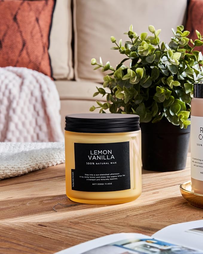 M&SENSE Lemon Vanilla Home Scented Candles, 11.6oz Organic Soy Wax, 70-Hour - Image 7