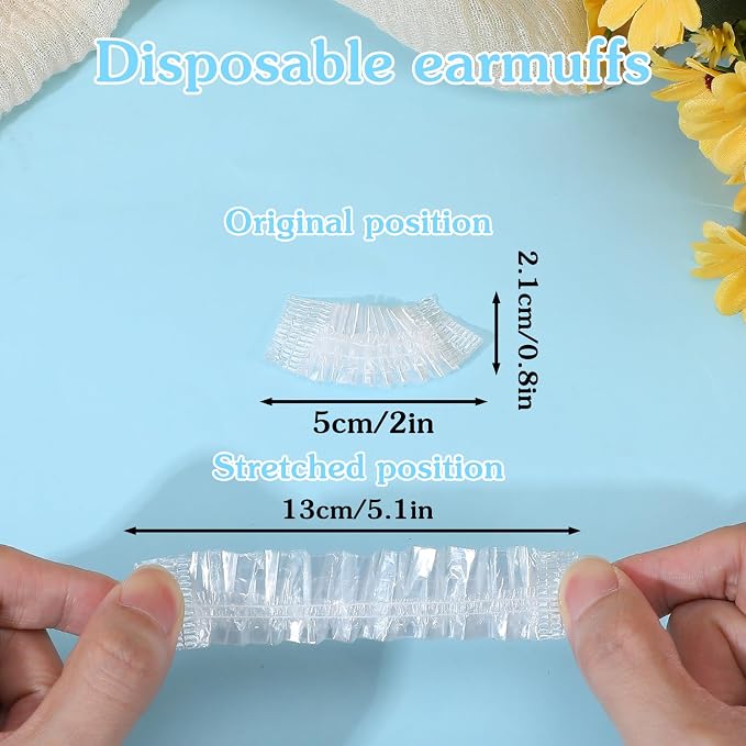200PCS Disposable Ear Covers for Shower, Waterproof Plastic Ear-Protectors for - Image 3