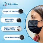 500Pcs Black Medical Disposable Face Mask 3-Ply Protection - Image 5