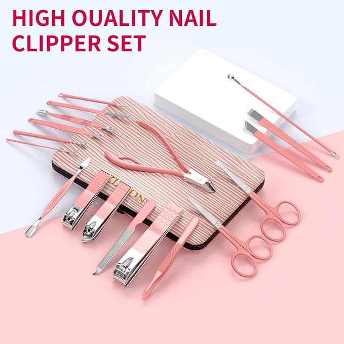 ZIZZON Manicure Set 18 in 1 Professional Pedicure Set Nail scissors Grooming Kit - Image 7