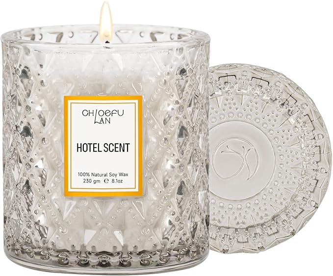 Chloefu LAN Hotel Scented Candle Natural Essential Oil, Luxury Scented Soy Jar by ChloefuLANScentedCandles