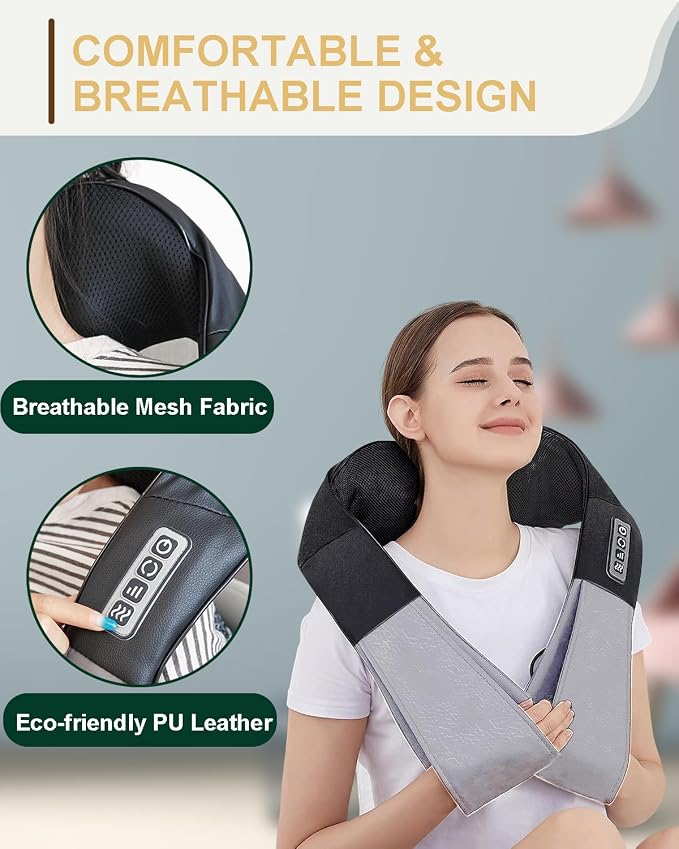 Neck Massager with Heat, Shiatsu Shoulder and Back Massager, Electric Kneading - Image 7