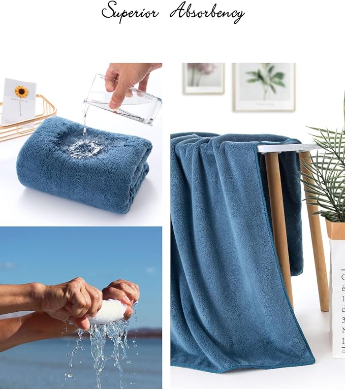 Lumimi Towels 3 Piece Very Soft Microfiber Bath Sheet Towel Set Super Absorbent - Image 5