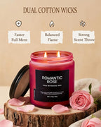 Rose Scented Candles for Home, 13oz Organic Soy Wax, 76-Hour Clean Burning - Image 4
