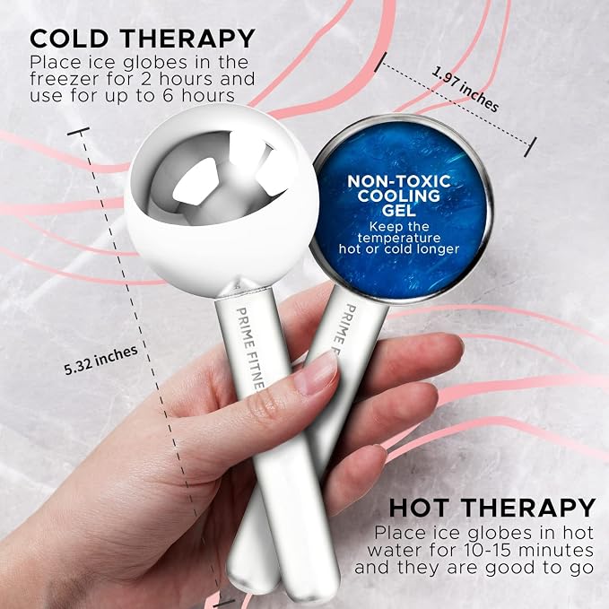 Ice Globes for Facials | Unbreakable Steel Cooling Roller | Cryo Sticks for - Image 3