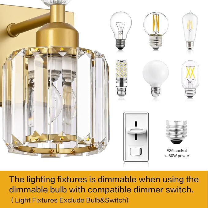 PRESDE Crystal 6 Light Bathroom Vanity Lights Gold Vanity Light - Image 7