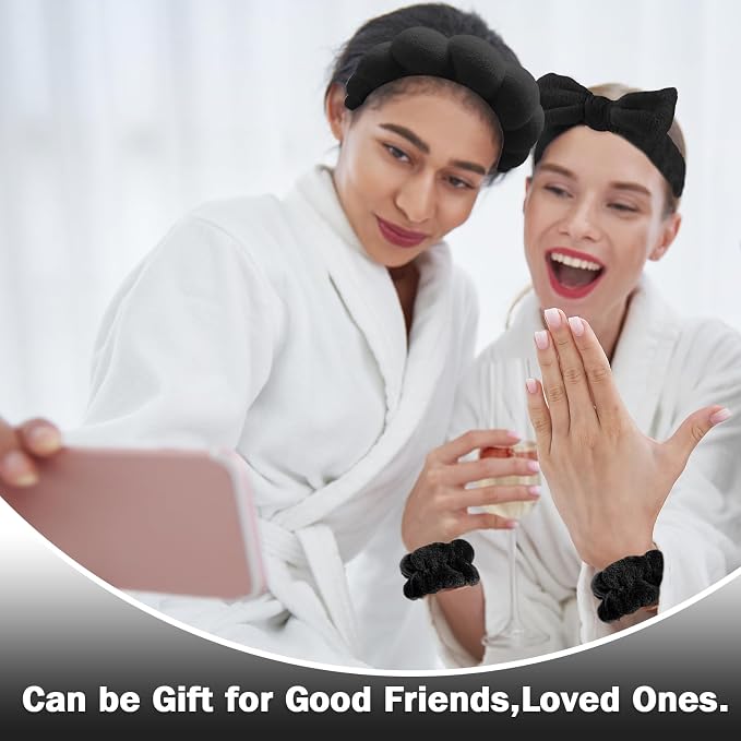 Zkptops 6Pcs Spa Headband for Washing Face Wristbands Set Women Bubble Makeup - Image 2