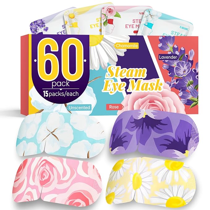 AROIC 60 Pack Steam Eye Masks Disposable, Heated Eye Mask Warm Compress by AROIC