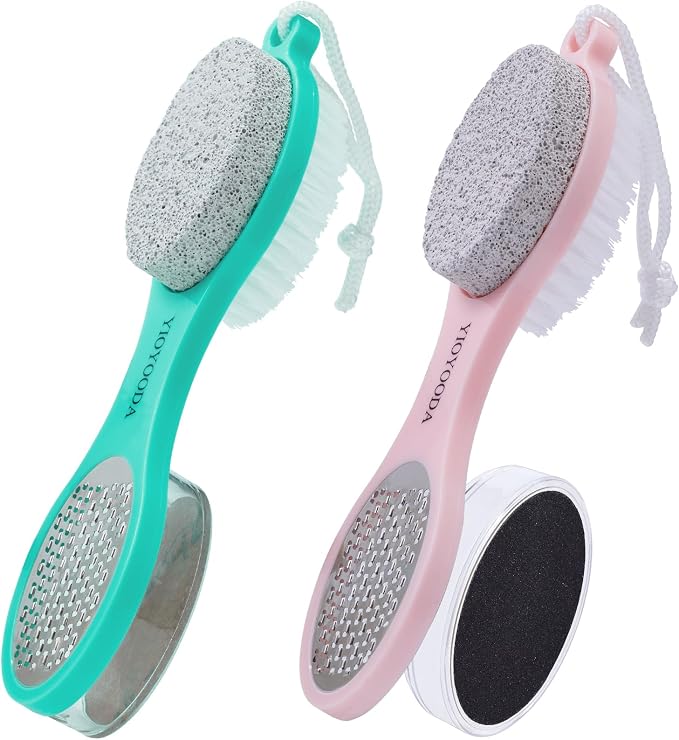 Foot File Callus Remover 5-in-1, Scrubber Brush, Stainless Steel Foot Rasp and by YIOYOODA