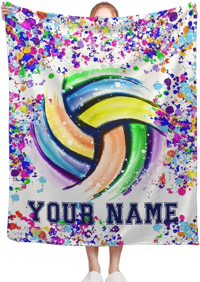 Custom Volleyball Blanket, Personalized Volleyball Blanket, Customized Sport by Padumuttara