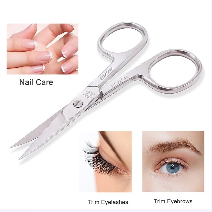 Nail Scissors Curved Micro Serrated Stainless Steel Eyebrow Scissors - Image 3