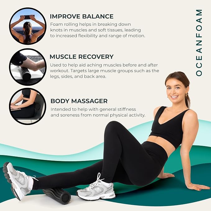 Oceanfoam Ripple Travel Foam Roller Firm Mini Foam Roller - Image 5