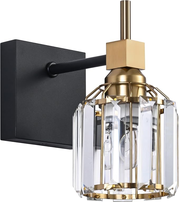 SOLFART Crystal 1 Light Bathroom Vanity Light Over Mirror Wall Sconce Fixture by SOLFART