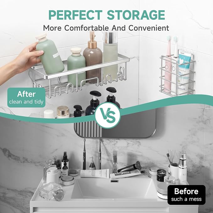 Veken Shower Caddy 6-Pack, Family Choice Award Winner, Large Wall Mounted - Image 7