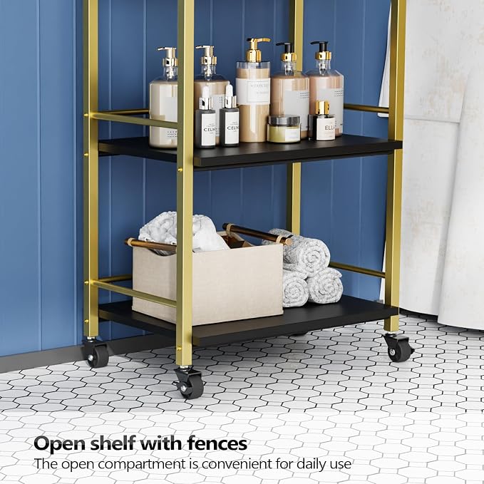 Salon Trolley Cart with Wheels, Esthetician Cart with 1 Drawer & 2 Trays - Image 6