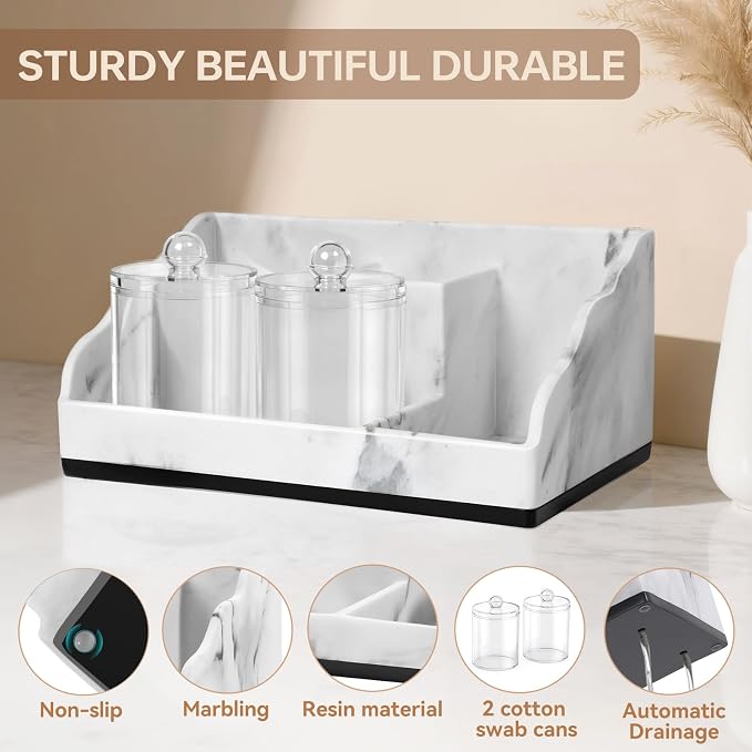 TuCao Marble Bathroom Countertop Organizer, Toothbrush Holders - Image 5