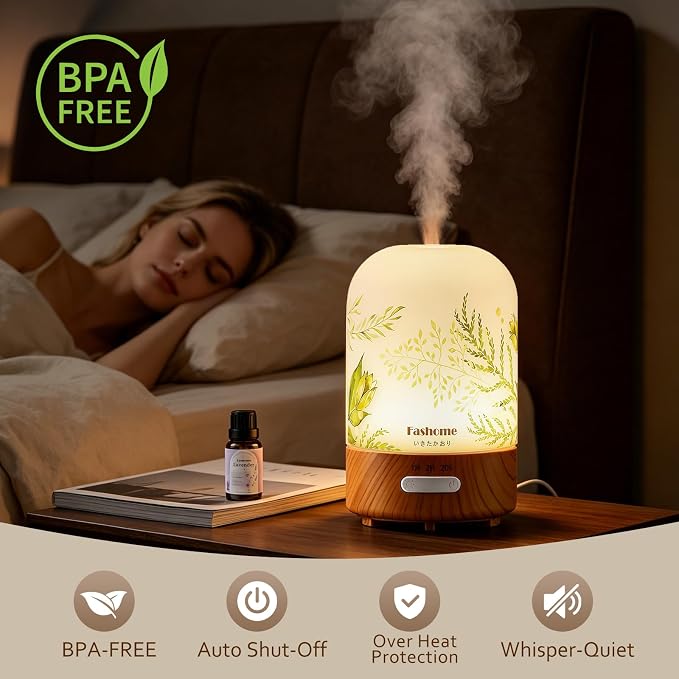 Essential Oil Diffuser, Hand Blown Glass Aromatherapy Diffuser, Ultrasonic Cool - Image 3