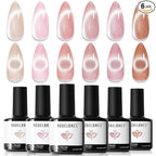 modelones Cat Eye Gel Nail Polish, 6 Colors Nude Gel Polish Pink Glitter Brown by MODELONES
