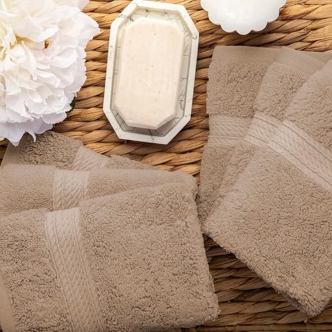 Superior Egyptian Cotton Pile Face Towel/Washcloth Set of 6, Ultra Soft Luxury - Image 8
