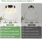 Indoi 3 Light Bathroom Light Fixtures, Matte Black Modern Vanity Lights - Image 2
