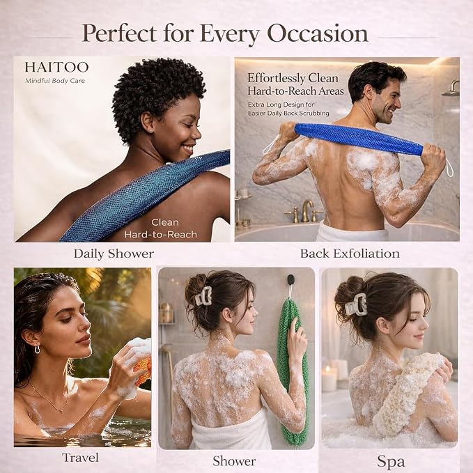 African Net Sponge Authentic, 4 Pieces African Exfoliating Net Sponge Body Back - Image 6