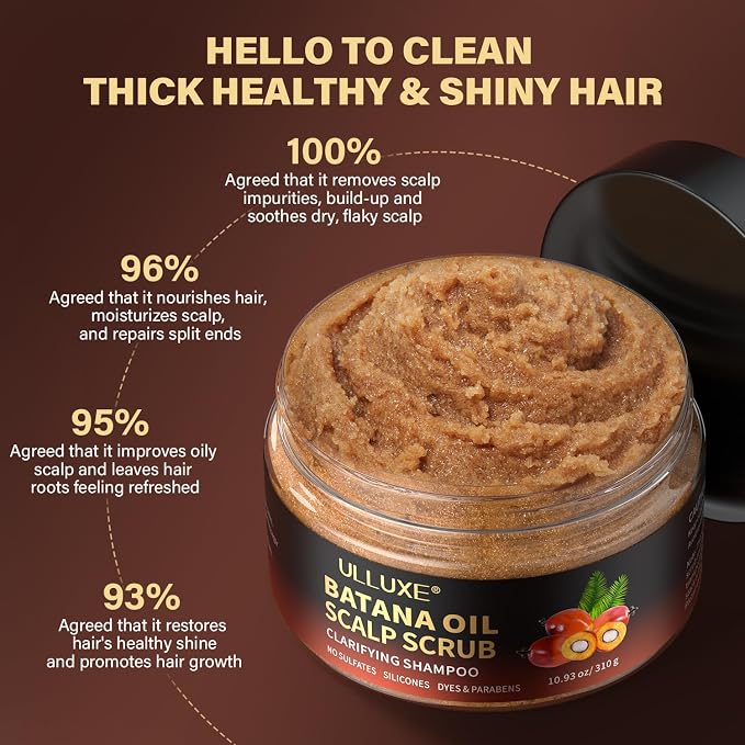 Scalp Scrub, Batana Oil Scalp Exfoliator 2-in-1 Clarifying Shampoo - Image 7
