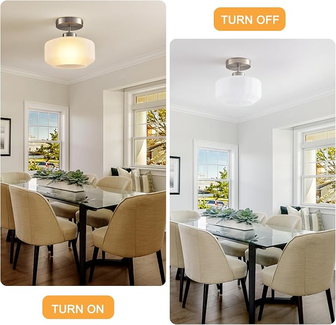 Industrial Nickel Matte Light Fixtures Ceiling Mount, - Image 8