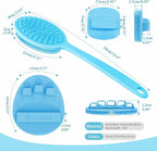 Silicone Back & Face Scrubber & Bath Glove Set 3PCS, 13.4'' Gentle Back Scrubber - Image 2