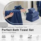 8 Piece Bath Towel Set Navy |2 Oversized Large Bath Sheet, 2 Hand Towels - Image 6