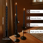 WPONSZU 10 Inch Black Spiral Taper Candle Set, 12 Pack Unscented Dripless - Image 8