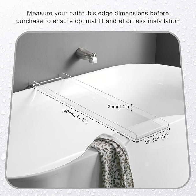 Clear Bathtub Tray Caddy, Bath Tub Rack Shelf, Luxury Bathroom Organizer Tablet - Image 2