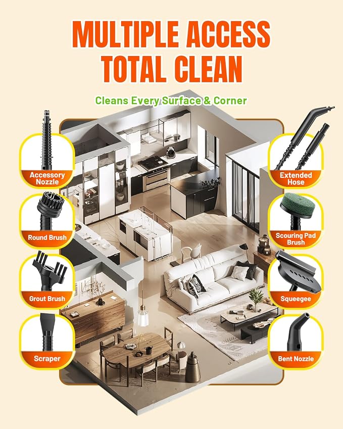 Handheld Steam Cleaner for Home, 15s Instant Heat Pressurized Steam Cleaner - Image 6