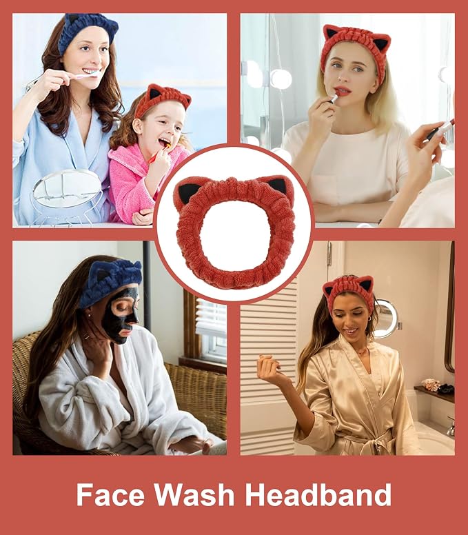 Huachi 2 Packs Cute Cat Spa Headband - Image 3