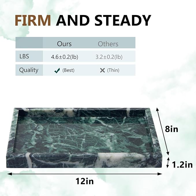 Real Natural Marble Tray for Bathroom, Kitchen and Desktop, Rectangle Genuine - Image 2
