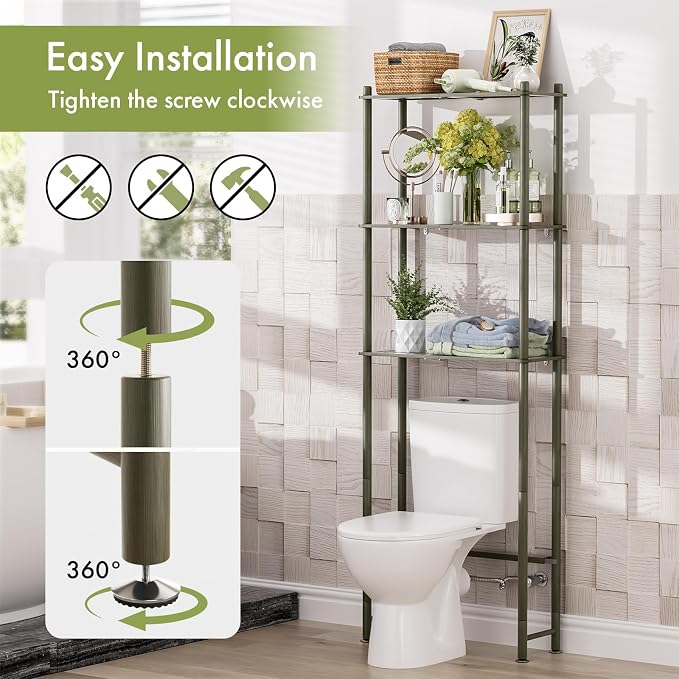 AmazerBath Bamboo Over The Toilet Storage Shelf, 3-Tier Over Toilet Bathroom - Image 5