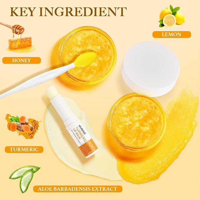 3PCS Turmeric Lemon Lip scrub and Turmeric Lip Balm - Image 4