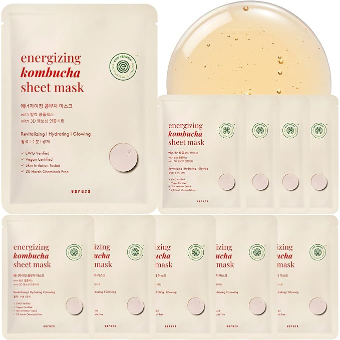EWG Verified Kombucha Sheet Mask Lyocell 3D Snow Crystal Sheet Fermented Bifida by Thebeginningofcleanbeauty