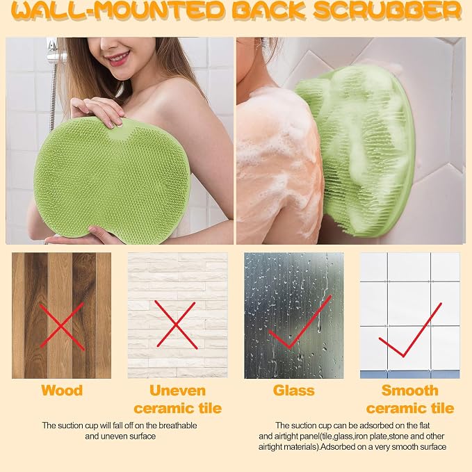 Shower Foot Scrubber, Wall Mounted Bath Massage Pad, Back Scrubber Back - Image 5
