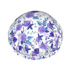Violet Purple Rose Shower Cap For Women Adjustable Double Waterproof Layers by Wizfuyq