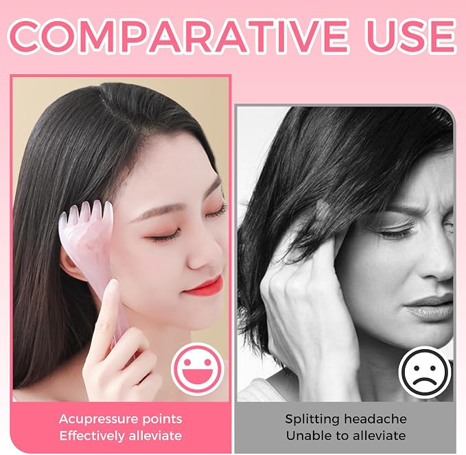 2Pcs Pink Head Massager Scalp Tool, Gua Sha Scalp Massager & Comb - Image 4